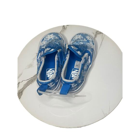 Vans Blue Snowflake Slip Ons 6.5 Toddler - Picture 3 of 4